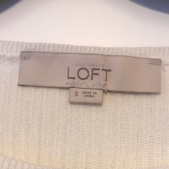 LOFT Cream colored ribbed top Small - Picture 2 of 2